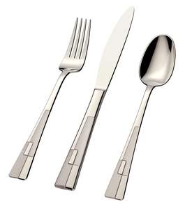 Juego de cubiertos contemporáneo de acero inoxidable con elegante acabado pulido a espejo, perfecto para la mesa de cocina, restaurantes y hoteles. - Product Image 3