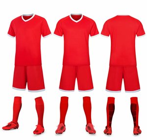 Custom Blue <b>Soccer</b> Uniform Kit Men's V-Neck Short Sleeve 100% Polyester Moisture Wicking All Seasons Team Wear - Product Image 2