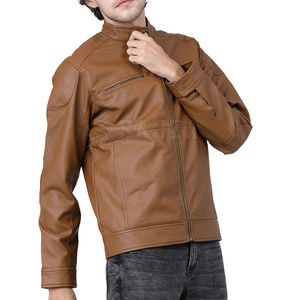 Veste en cuir noir slim fit pour homme, veste de motard tendance avec poches supplémentaires et ceintures - Product Image 3