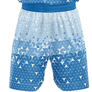 Ensemble de maillots de basket-ball personnalisés par sublimation, imprimé géométrique bleu, évacuation de l'humidité, vêtements de sport unisexes pour adultes - Product Image 5