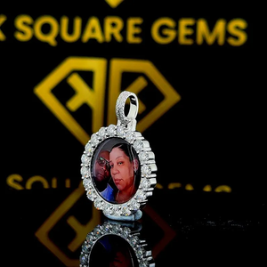 Pendentif personnalisé en moissanite taille baguette avec monture griffe, photo sur mesure, bijoux hip-hop en argent sterling 925, cadeau de luxe - Product Image 5