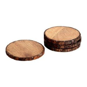 Custom Logo Luxury <b>Round</b> Wooden Coasters <b>Set</b> of <b>4</b> 6 with Holder Natural Acacia Wood Cup Mats Wholesale <b>Table</b> Coaster <b>for</b> Drinks - Product Image 2