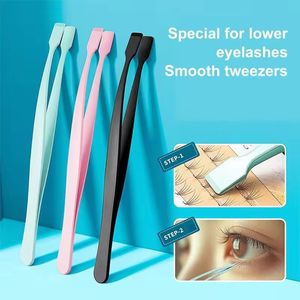 Pince à épiler de précision en acier inoxydable à pointe lisse pour l'application de faux cils - Product Image 5
