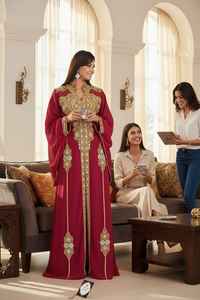 Dubai Muslim Eid Ramadan Islamic Abaya <b>Kaftan</b> Jubbah for Women Long Sleeves Floor Length <b>Plus</b> <b>Size</b> Hand Beaded - Product Image 4