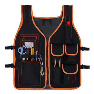 <b>Black</b> Orange Tool <b>Vest</b> With Multiple Pockets For Tools And Accessories Unisex Adult Size Breathable Canvas Material - Product Image 1