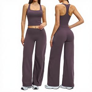 Ensemble de yoga 2 pièces pour femme, nouveau modèle d'été, avec haut dos nageur en nylon, soutien-gorge de sport, leggings, pour Pilates, fitness, athlétisme, séchage rapide, maille respirante, tenue de sport - Product Image 1
