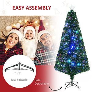 Albero di Natale Artificiale Douglas Fir Pre-Illuminato con 230 Rami Realistici, 6 Piedi di Altezza, 24 Luci LED Multicolore e Fibre Ottiche - Product Image 4