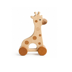 Juguete de Madera para Arrastrar con Forma de Jirafa, Regalo para Niños Pequeños, Madera Natural - Product Image 1