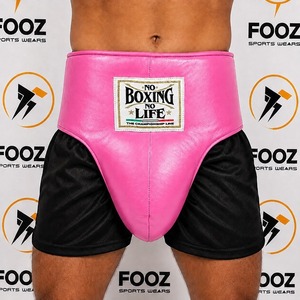 Boxing Training Shorts <b>Pink</b> Black Design with Reinforced Groin Protection for Sparring Fighting Practice and Competition - Product Image 1