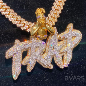 Collar con Colgante de Letra Personalizada, Plata de Ley 925, Moissanita de Lujo, Chapado en Rodio/Oro, Diamantes Dvars, Joyería para Hombre - Product Image 2