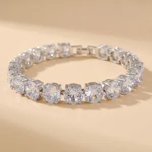 RAMDUT IMPEX - Elegante Brazalete de Diamantes Blancos Cultivados en Laboratorio, Corte Princesa, Certificado IGI, Chapado en Oro de 14k, 17 cm, para Mujer - Product Image 3
