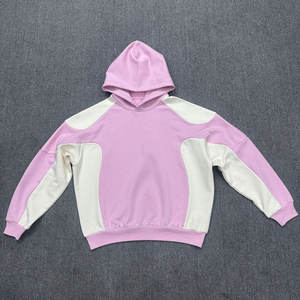 Sweat à capuche pour homme en molleton français 500 g/m² 100 % coton, style patchwork, design color block, strass, style hip-hop. - Product Image 5