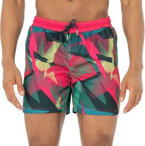 Shorts de bain pour hommes à imprimé géométrique, taille mi-haute, cordon de serrage, séchage rapide, écologiques, extensibles dans 4 directions, respirants, en Spandex/Polyester, décontractés - Product Image 1