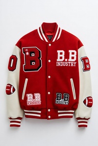 <b>Men's</b> Casual Winter 100% Cotton <b>Canvas</b> Bomber Varsity <b>Jacket</b> Breathable Eco-Friendly Windproof Waterproof Embroidered Stand OEM - Product Image 2