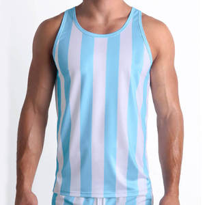 Débardeur tricoté rayé pour homme, col rond, décontracté, respirant, en polyester, pour l'entraînement - Product Image 6