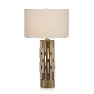 Lámpara de mesa moderna de metal con base dorada y pantalla de tela blanca para decoración de dormitorio, lámparas de mesa hechas a mano - Product Image 4