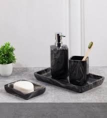 Juego de Baño Redondo Portátil Moderno de Tres Piezas de Resina Acrílica Azul Cielo de Lujo de ILAHI con Diseño Floral Uttar Pradesh - Product Image 2