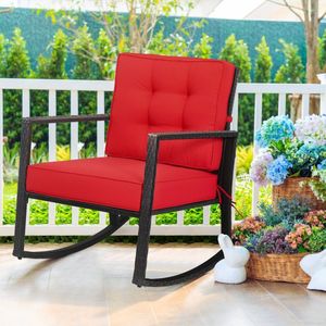Sillón mecedora de ratán para patio, cómoda silla mecedora para jardín con cojín para uso en exteriores - Product Image 2