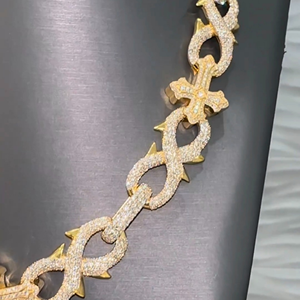 Luxury <b>Iced</b> <b>Out</b> Cross Link <b>Chain</b> Necklace VVS Moissanite Diamond Silver Hip Hop Wedding Engagement Gift Jewelry - Product Image 6