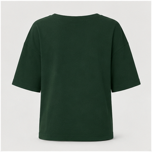 เสื้อยืดทรงบ็อกซี่ คอเหลี่ยม แขนยาวถึงข้อศอก สีเขียวป่า สำหรับผู้หญิง รุ่น WTS-0026 - Product Image 2