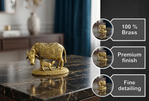 Idole de veau en laiton pur, faite à la main, design moderne, pièce d'art décorative pour la maison, 8x5x6.5cm, pour l'inauguration de maison et les occasions spirituelles - Product Image 2