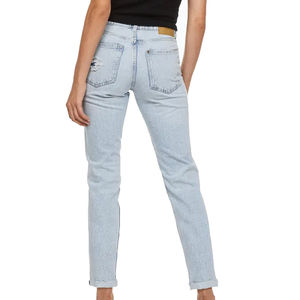New Women Breathable Solid Polyester Casual Summer Distressed Denim <b>Jeans</b> Pants High <b>Waist</b> Slim <b>Elastic</b> Pencil Sport Pants - Product Image 6