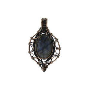 Colgante de Labradorita Hecho a Mano con Alambre Envolvente de Cobre Rodio Negro al por Mayor |   Proveedor de Joyería Bohemia con Piedras Preciosas - Product Image 1
