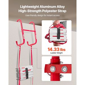 Scala di Sicurezza Retrattile in Lega di Alluminio Leggera a 3 Piani, 25 Piedi, per Fuga d'Emergenza e Antincendio, Robusta - Product Image 4