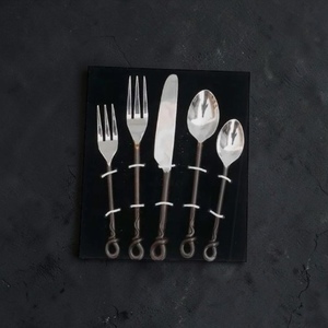 Silver Plated Metal Cutlery Set With Long Handles <b>Mirror</b> Finish Minimalist Design Durable Utensils For Wedding Use - Product Image 3