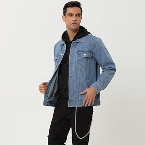Veste en jean d'hiver pour homme, boutonnée sur le devant, 100% coton, coupe-vent, respirante, vêtements de travail décontractés, logo personnalisé OEM - Product Image 3