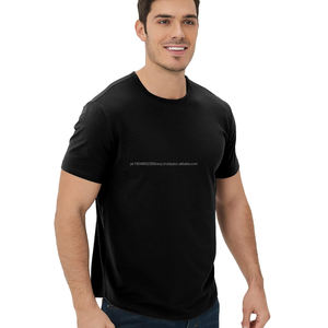 T-shirt noir vierge de haute qualité 100% coton premium T-shirts personnalisables avec logo Impression personnalisée T-shirt à col rond pour homme - Product Image 4