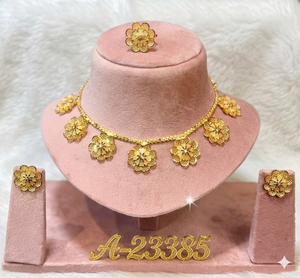 ชุดเครื่องประดับทองชุบประดับเพชรซิคอนรูปดอกไม้สำหรับผู้หญิงจาก MOLL JEWELLERS ดีไซน์เนอร์รับรองคุณภาพ สร้อยคอ ต่างหู ดีไซน์ทันสมัย สไตล์ชาติพันธุ์ เหมาะสำหรับเจ้าสาว - Product Image 5