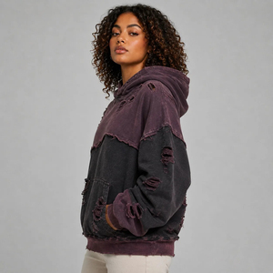 Sweat à capuche pour femme, tissu brossé, coupe confortable, finition délavée, pour la mode urbaine, un style décontracté et les loisirs - Product Image 2