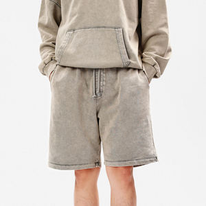 กางเกงขาสั้นผู้ชายแบบย้อมสีเอซิด รุ่นใหม่ล่าสุด ผ้าฝ้ายฟลีซ 100% ปรับแต่งได้ ทรงวินเทจสไตล์ไฮสตรีท สีซีดแบบซันเฟด - Product Image 2