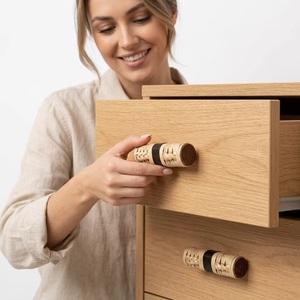 Beads Art Handmade Rattan Wood Cylindrical Drawer Handle Industrial Woven Design Easy Installation for Home Office Furniture - Product Image 2