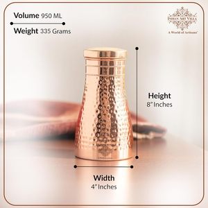 Hammered <b>Copper</b> Water <b>Bottle</b> with Lid 950ml Pure <b>Copper</b> Drink <b>Bottle</b> Leak Proof <b>Drinking</b> <b>Bottle</b> for Home Office Gym Yoga Travel - Product Image 5