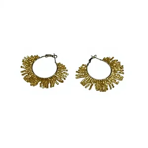 Brass Metal Beads and Glass Beads Drop Bohemian Style Dangle <b>Hook</b> <b>Earrings</b> - Product Image 5