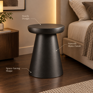 Minimalist Black Round <b>Stool</b> Modern Accent Seating Furniture for Living Room <b>Bedrooms</b> Lounge Entryway and Home Decor | Metalmark - Product Image 3