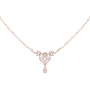 Collier pendentif halo floral en or rose 10K avec diamants cultivés en laboratoire et goutte d'eau, bijoux élégants pour femmes - Product Image 1