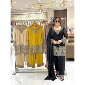 Designer <b>Women's</b> Top-Bottom-Dupatta Set with Elegant Embroidery Sequence <b>Work</b> - Product Image 5