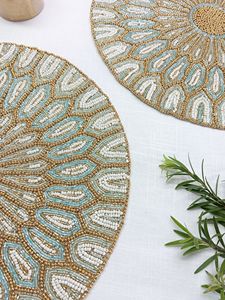 Beautiful Handmade Beaded Placemats Intricate Embroidery Design Luxury Dining <b>Table</b> <b>Decor</b> for Home Hotel Restaurant at low cost - Product Image 5