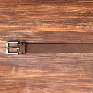 เข็มขัดหนังควายเคลือบแว็กซ์อย่างดี พร้อมห่วงหลากหลายสไตล์ กว้าง 35 มม. หัวเข็มขัดทองเหลืองแข็งแรง ทนทาน - Product Image 5