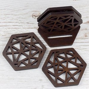 Sous-verres en bois modernes de qualité supérieure, durables, avec logo personnalisé et impression laser couleur, tailles personnalisées pour le thé et le café - Product Image 3