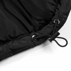 Blouson Bomber Unisexe Noir à Capuche Imperméable Vintage Color Block avec Fermeture Éclair, Manteau d'Hiver Décontracté, Rembourrage Polyester, Coupe Ample - Product Image 4