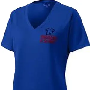 Camiseta de algodão com gola v feminina, camiseta estampada com logo personalizado e com gola em v para mulheres, roupa elegante, de malha, oem, algodão, venda imperdível