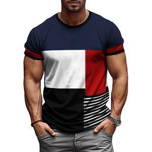 Camisetas de manga corta informales de verano para hombre, jerséis transpirables con cuello redondo y estampado en 3D con patrón de rayas sueltas, Tops - Product Image 1