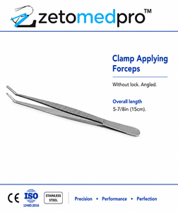 Pinza de sujeción sin bloqueo, angulada, longitud total 5-7/8 pulgadas (15 cm), instrumento quirúrgico ZETOMEDPRO - Product Image 2