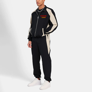 Ensemble 2 pièces pour homme, personnalisé OEM/ODM, 100% coton, streetwear d'hiver, imprimé uni, fermeture éclair, capuche, cordon de serrage, confortable, haute qualité - Product Image 5