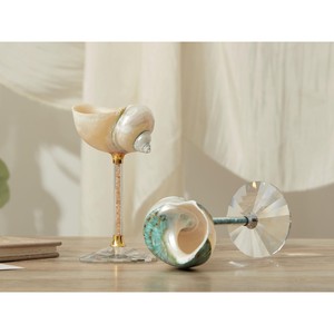 Highest quality sea shell & glass wine glass ideal for festive occasions and celebrations adds luxury to home dining experience - Product Image 2