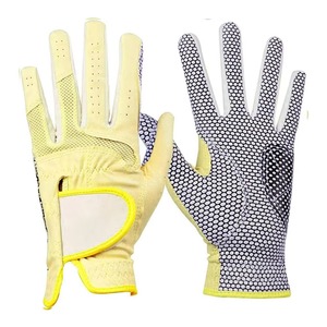 Unisex Full Finger Golf <b>Gloves</b> Breathable <b>Mesh</b> Non-Slip Moisture Wicking Sports Hands Protection Yellow <b>Black</b> Pattern - Product Image 1